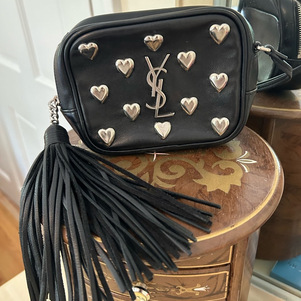 Beautiful Saint Laurent leather studded crossbody bag!